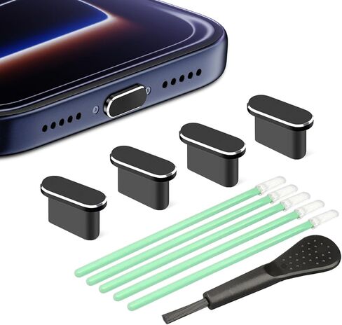4 Pack iPhone Dust Plug kit Lightning Port Plug with Phone Speaker Cover Compatible with iPhone 14, 13,12,11, Pro, Max Series Protector Charging Port Dust Cover in Saudi Arabia
