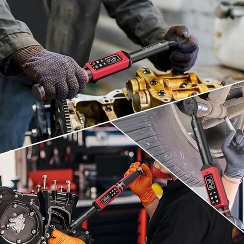 مفتاح عزم الدوران الرقمي SUERCUP 3/8 بوصة (1.5-99.6Ft.Lb/2-135Nm) ±1% دقة مفتاح عزم الدوران الرقمي مع الاهتزاز، الجرس، إخطار LED وخمس وحدات قياس، للدراجات النارية، إصلاح السيارات in Kuwait