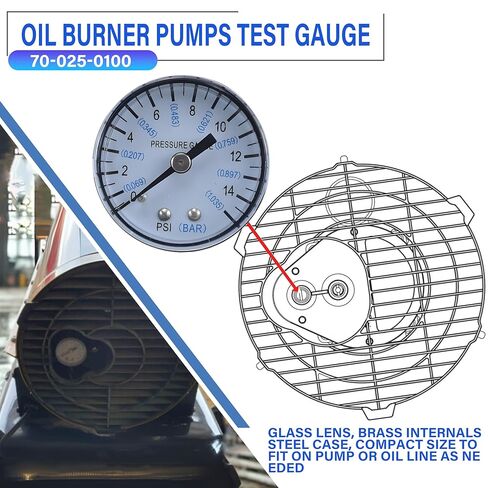 Oil Burner Pumps Test Gauge 70-025-0100 heaters Air Pressure Gauge ，Vacuum Pressure Gauge 21-1115 Fits Desa, Reddy, Master, Remington, All-Pro, Dyna Glo, Dayton, Knipco, etc Kerosene heaters in Kuwait