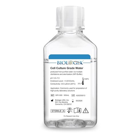 Lab Cell Culture Grade Sterile Water, Endotoxin ＜0.25 EU/mL, 500ml Multiple Distillations & Sterilization, USP Grade Solutions in Laboratories in Saudi Arabia