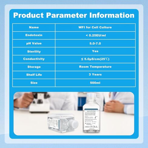 Lab Cell Culture Grade Sterile Water, Endotoxin ＜0.25 EU/mL, 500ml Multiple Distillations & Sterilization, USP Grade Solutions in Laboratories in Saudi Arabia