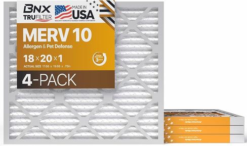 BNX TruFilter 20x20x1 MERV 10 (2-Pack) AC Furnace Air Filter - MADE IN USA - Pleated Air Conditioner HVAC AC Furnace Filters - Removes Odor, Mold, Bacteria, Smoke in Saudi Arabia