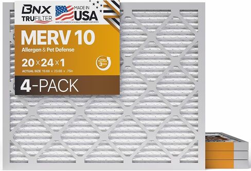 BNX TruFilter 20x20x1 MERV 10 (2-Pack) AC Furnace Air Filter - MADE IN USA - Pleated Air Conditioner HVAC AC Furnace Filters - Removes Odor, Mold, Bacteria, Smoke in Kuwait