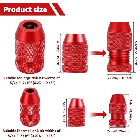 2 Pcs Drill Depth Stop Collar Set, Adjustable Aluminum Drill Bit Stopper with Protective Nylon Inner Ring, Fits 5/64"-7/16" Bits, Precision Depth Controller for Woodworking & Plastics in Kuwait