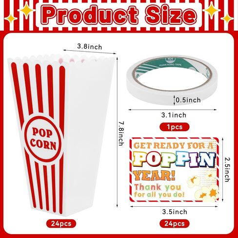 24 عبوة من حاويات الفشار البلاستيكية هدية نهاية العام، دلاء أكواب كلاسيكية مخططة باللونين الأحمر والأبيض مع بطاقات، وصناديق الفشار البلاستيكية القابلة لإعادة الاستخدام لمستلزمات الأفلام الليلية، وحفلات التخرج المدرسية in Kuwait