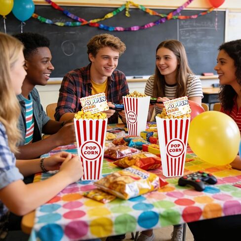 24 عبوة من حاويات الفشار البلاستيكية هدية نهاية العام، دلاء أكواب كلاسيكية مخططة باللونين الأحمر والأبيض مع بطاقات، وصناديق الفشار البلاستيكية القابلة لإعادة الاستخدام لمستلزمات الأفلام الليلية، وحفلات التخرج المدرسية in Kuwait