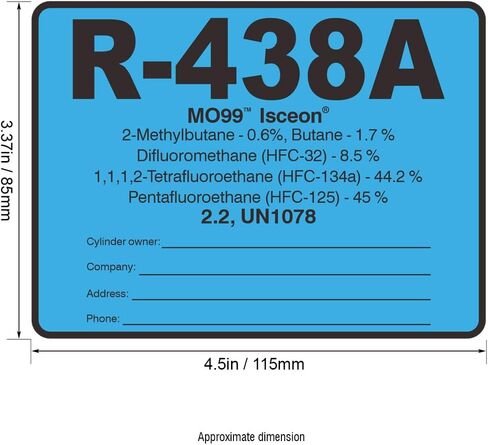 R438A HVAC/R Labels R-438A Color Coded Refrigerant ID Labels Cerification Tag Stickers identifier 20 Pack in Kuwait
