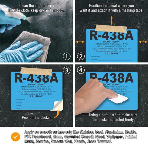 R438A HVAC/R Labels R-438A Color Coded Refrigerant ID Labels Cerification Tag Stickers identifier 20 Pack in Kuwait