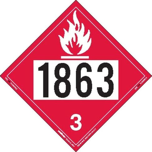 Labelmaster ZEZ21863 UN 1863 Flammable Liquid Hazmat Placard, E-Z Removable Vinyl (Pack of 25) in Saudi Arabia