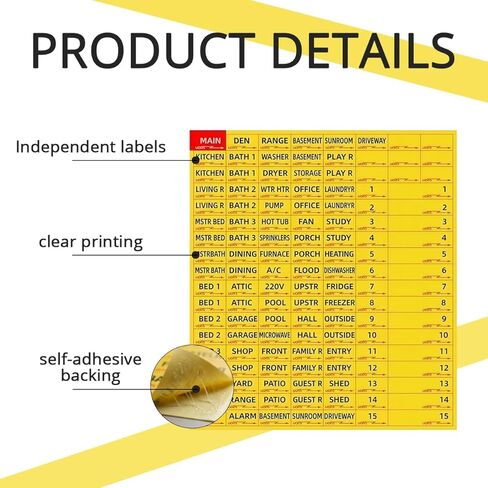 258PCS Circuit Breaker Labels Fuse Box Stickers Electrical Panel Labels for Breaker Box Organization (Yellow) in Saudi Arabia