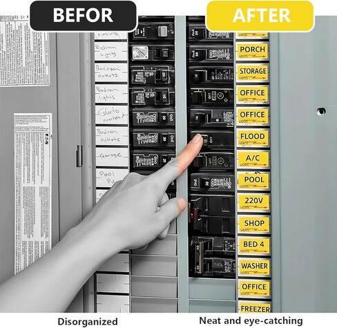 258PCS Circuit Breaker Labels Fuse Box Stickers Electrical Panel Labels for Breaker Box Organization (Yellow) in Saudi Arabia