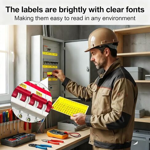 258PCS Circuit Breaker Labels Fuse Box Stickers Electrical Panel Labels for Breaker Box Organization (Yellow) in Saudi Arabia