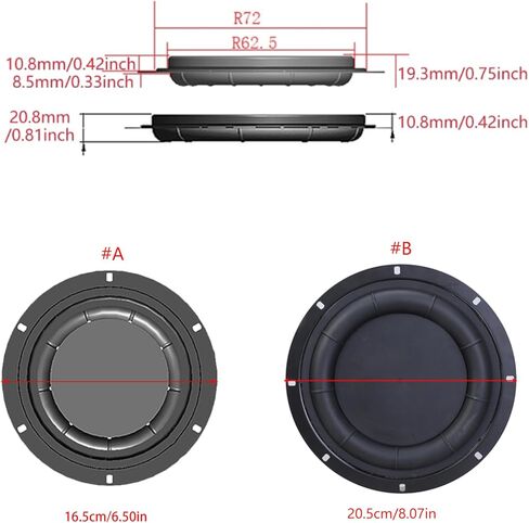 8 Inch Passive Radiator, Round Bass Loudspeaker Diaphragm for Audiophiles, Diaphragm Plate Rubber Plate for Subwoofer Repair Car Woofer Membrane Replacement in Saudi Arabia