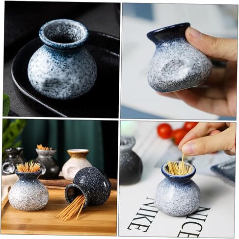 IMIKEYA Ceramic Toothpick Holder Dispenser - Blue Japanese Style Toothpick Container for Home and Restaurant - Decorative Organizer Stylish Tabletop Accessory in Saudi Arabia