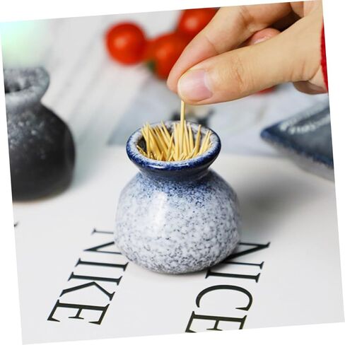IMIKEYA Ceramic Toothpick Holder Dispenser - Blue Japanese Style Toothpick Container for Home and Restaurant - Decorative Organizer Stylish Tabletop Accessory in Saudi Arabia