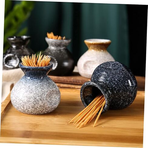 IMIKEYA Ceramic Toothpick Holder Dispenser - Blue Japanese Style Toothpick Container for Home and Restaurant - Decorative Organizer Stylish Tabletop Accessory in Saudi Arabia