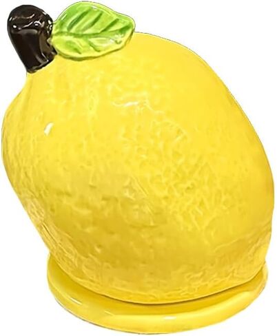 123Arts الليمون السيراميك علبة أعواد الأسنان حامل أعواد الأسنان المنظم القطن مسحة تخزين جرة مع غطاء in Kuwait