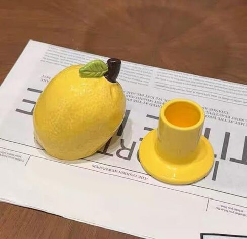 123Arts الليمون السيراميك علبة أعواد الأسنان حامل أعواد الأسنان المنظم القطن مسحة تخزين جرة مع غطاء in Kuwait