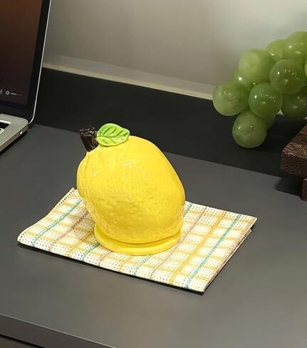 123Arts الليمون السيراميك علبة أعواد الأسنان حامل أعواد الأسنان المنظم القطن مسحة تخزين جرة مع غطاء in Kuwait