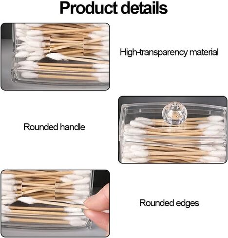 Qtip Holder Dispenser Big Clear Bathroom Organizer Accessories Decor with Spherical Lid, Storage Box for Cotton Swabs Toothpicks Dental Floss, Bathroom Vanity Closet Desk Storage in Saudi Arabia
