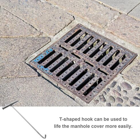GANAZONO Stainless Steel Heavy Duty Manhole Cover Lifting Hook Round Pump Hook End Multipurpose Lifting Pulling Tool for Tanks Storm Drains Sewer Lids in Saudi Arabia
