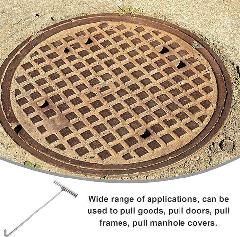 GANAZONO Stainless Steel Heavy Duty Manhole Cover Lifting Hook Round Pump Hook End Multipurpose Lifting Pulling Tool for Tanks Storm Drains Sewer Lids in Saudi Arabia