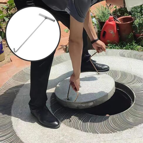 GANAZONO Stainless Steel Heavy Duty Manhole Cover Lifting Hook Round Pump Hook End Multipurpose Lifting Pulling Tool for Tanks Storm Drains Sewer Lids in Saudi Arabia