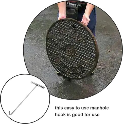 GANAZONO Stainless Steel Heavy Duty Manhole Cover Lifting Hook Round Pump Hook End Multipurpose Lifting Pulling Tool for Tanks Storm Drains Sewer Lids in Saudi Arabia