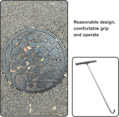 GANAZONO Stainless Steel Heavy Duty Manhole Cover Lifting Hook Round Pump Hook End Multipurpose Lifting Pulling Tool for Tanks Storm Drains Sewer Lids in Saudi Arabia