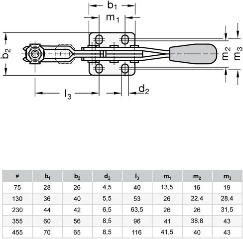 Ganter Normelemente مشبك أفقي بقاعدة أفقية، GN 820-130-MC، فولاذ، مجلفن، أزرق تخميلي، حزمة من 1 in Kuwait