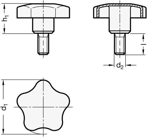 Ganter Standard Elements GN 5334/40/M8 – برغي على شكل نجمة من الفولاذ المقاوم للصدأ – قطعة واحدة in Kuwait
