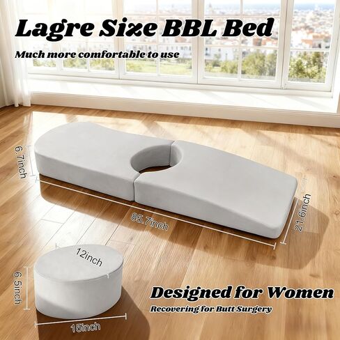 BBL Bed After Surgery for Sleeping, Larger Ergonomic BBL Pillow with Hole, High-Density Support Foam Brazilian Butt Lift Recovery Mattress with Removable Cover (Grey) in Saudi Arabia