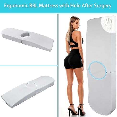 BBL Bed After Surgery for Sleeping, Larger Ergonomic BBL Pillow with Hole, High-Density Support Foam Brazilian Butt Lift Recovery Mattress with Removable Cover (Grey) in Saudi Arabia