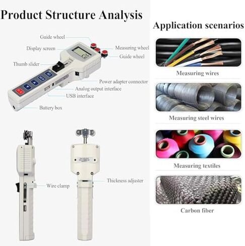 Handheld Digital Tension Meter, Portable Wire Tensile Strength Tester, 3 Measurement Modes, for Industrial Filaments & Wires (20N) in Saudi Arabia