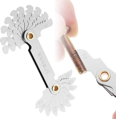 Thread Screw Pitch, Thread Gauge Pitch Measures, Stainless Steel 60° Screw Pitch Gauge, Cutting Gauge Tool Measuring Set (Metric, 0.5-7.0 Blades) in Saudi Arabia