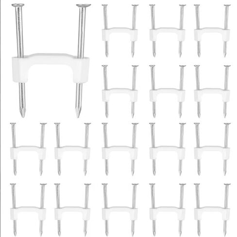 FINEFIX ½ White Plastic Wire Staples Secure 14/2, 12/2, 10/2, NM Electrical Wires – Durable Insulated Design, 50 Pcs per Bottle Secure & Durable Electrical Wire Fastening Solution in Saudi Arabia