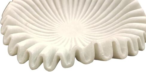 Marble Bowl | Decorative Bowls for Home Decor | Large Decorative Bowl | Marble Fruit Bowl | Scalloped Bowl | Stone Bowl | Decorative Fluted Bowl | Marble Scalloped Bowl (8 Inches) in Kuwait
