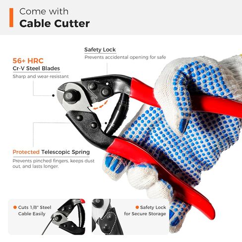 WAYSKA 1/8 "كابل من الفولاذ المقاوم للصدأ بطول 1000 قدم، T316 كابل سلكي من الدرجة البحرية مع قاطع لسور سطح السفينة، وسياج الشرفة، والدرابزينات، وبناء 1 × 19 ضفيرة in Kuwait