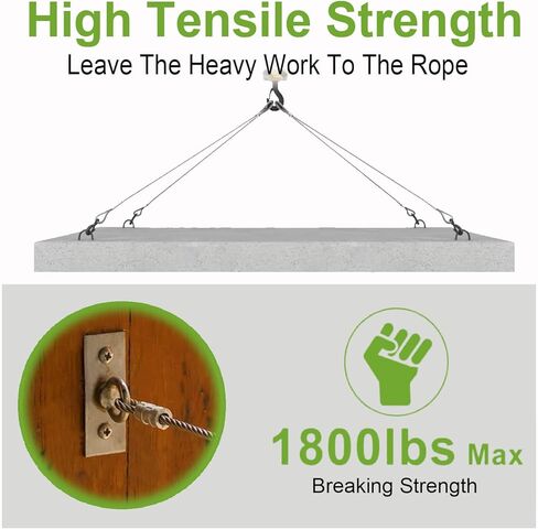 String Light Hanging Suspension Kit,Outdoor Light Guide Wire， Includ 150 FT Vinyl CoatedNylon-Coated Stainless Steel Wire Rope Cable,Turnbuckle and Hooks,Use Manual in Saudi Arabia