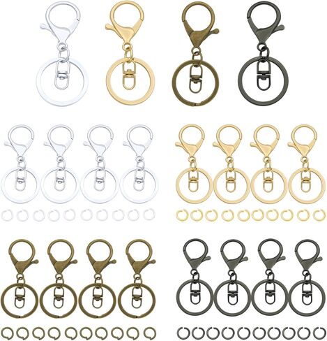 20sets Golden Lobster Claw Clasps Hook with Flat Split Keychain Ring with Double Ended Swivel Hook and 50Pcs Open Jump Ring for DIY Craft Jewelry Making in Kuwait
