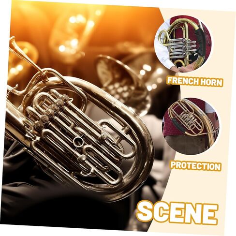Sosoport French Horn Guard Non Skid PU Leather Grip Protector with Strap for Music Instruments Comfortable and Durable Hand Pad Easy Installation for Daily Use in Saudi Arabia