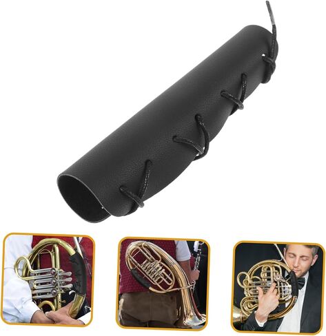 Sosoport French Horn Guard Non Skid PU Leather Grip Protector with Strap for Music Instruments Comfortable and Durable Hand Pad Easy Installation for Daily Use in Saudi Arabia