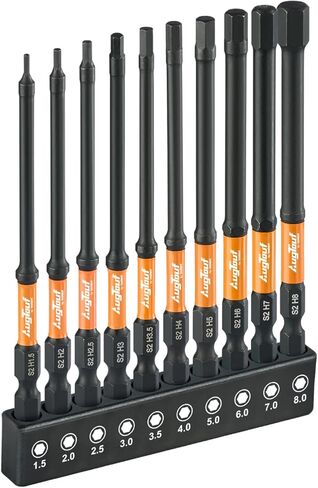 toolant Impact Hex Head Allen Wrench Drill Bit Set 10pcs (Metric), 1/4" Hex-Shank S2 Steel Hex Bits Set, CNC Machined Tips with Magnetism, 4" Long with Storage Box in Saudi Arabia