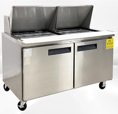 طاولة تحضير الساندويتش المبردة التجارية، بابين، 60 بوصة، ميجا توب NSF بسعة 17 قدم مكعب، سلطة من الفولاذ المقاوم للصدأ ASR-15386 in Kuwait