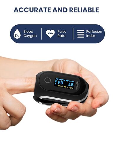 مقياس التأكسج النبضي القابل لإعادة الشحن بطرف الإصبع - جهاز مراقبة تشبع الأكسجين في الدم المستمر، وتتبع SpO2 ومعدل النبض، ومقياس التأكسج النبضي بالإصبع O2، وميزات تقرير التطبيق مع بلوتوث، وصفارة مخصصة in Kuwait