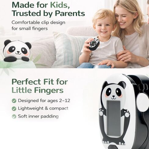 Pediatric Pulse Oximeter for Kids 2+, Panda Design Fingertip Oxygen Monitor with Digital Display for Heart Rate and SpO2 Monitoring in Saudi Arabia