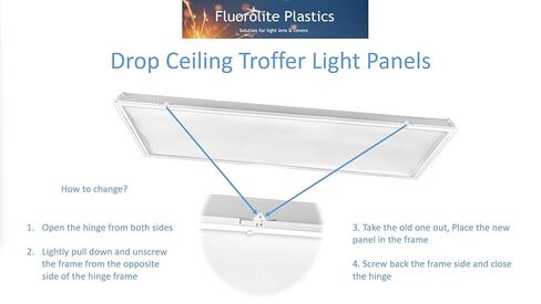 F12-100/2246-4 عبوات | استبدال غطاء ضوء الفلورسنت | ورقة مسطحة أكريليك منشوري شفاف | أغطية وحدات الإنارة من الفلوروليت | 22.5 بوصة × 46.5 بوصة × 100 | 4 عبوات in Kuwait
