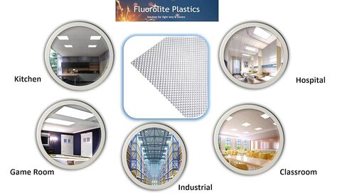 F12-100/2246-4 عبوات | استبدال غطاء ضوء الفلورسنت | ورقة مسطحة أكريليك منشوري شفاف | أغطية وحدات الإنارة من الفلوروليت | 22.5 بوصة × 46.5 بوصة × 100 | 4 عبوات in Kuwait