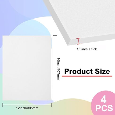 4Pack White ABS Plastic Sheet 12" x 16" x 1/8" Thick White Rigid Thermoplastic Sheet (Upgrade Surface) 3MM Flexible High Tensile ABS Moldable Plastic Panel for Crafts, DIY, Signs in Kuwait