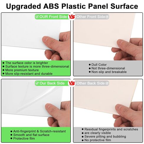 4Pack White ABS Plastic Sheet 12" x 16" x 1/8" Thick White Rigid Thermoplastic Sheet (Upgrade Surface) 3MM Flexible High Tensile ABS Moldable Plastic Panel for Crafts, DIY, Signs in Kuwait